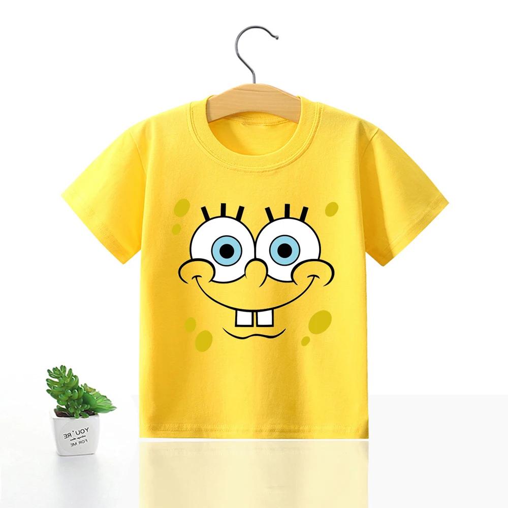 Милая хлопковая футболка с Губкой Бобом и Патриком Старом для детей - Идеально для лета