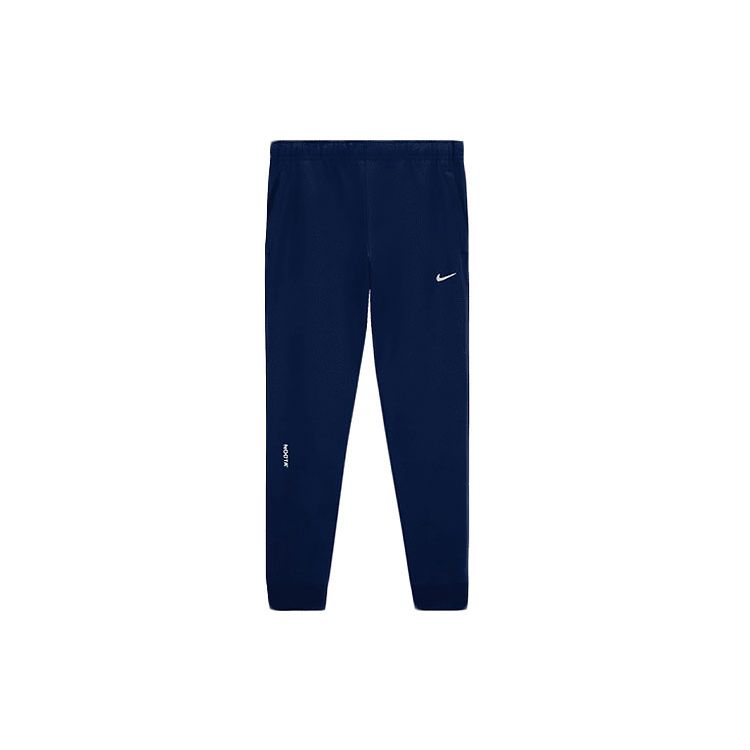 Nike Флисовые брюки X Drake Nocta Series Cardinal Stock с мини-логотипом сбоку и мужскими брюками со светоотражающей внутренней частью, темно-синие DA4105-492