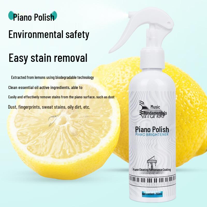 Набор для ухода за поверхностью пианино: Очиститель, Кондиционер, Средство для удаления царапин, Полировочная паста, Тряпка.