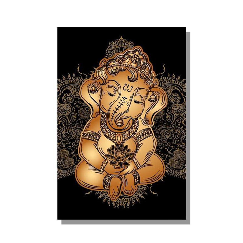 Скандинавский золотой ребенок Ганеша, холст, живопись, постеры и принты, абстрактные картины для современной гостиной, дома, настенное художественное украшение