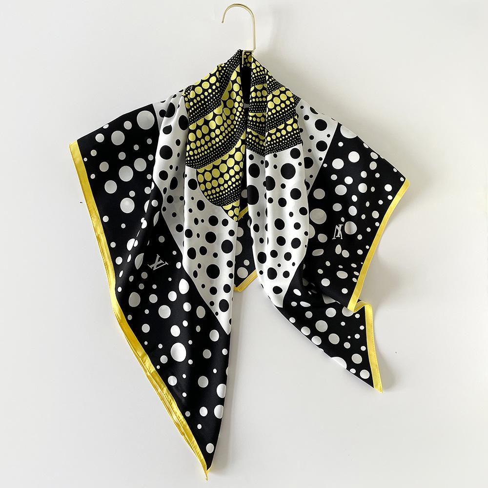 Polka Dot Pumpkin Scarf Square Scarf Light Luxury Style Versatile Thin Women's Scarf Spring and Summer New Simple Scarf