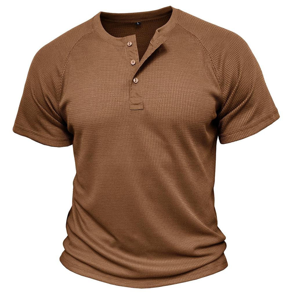Мужские рубашки на пуговицах, вафельные футболки с короткими рукавами и круглым вырезом, летние пуловеры, повседневная праздничная повседневная одежда