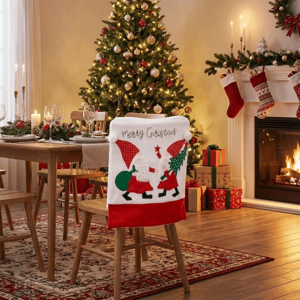 Soft Christmas Chair Cover Non-Slip Chair Back Cover Creative Stool Covers Restaurant