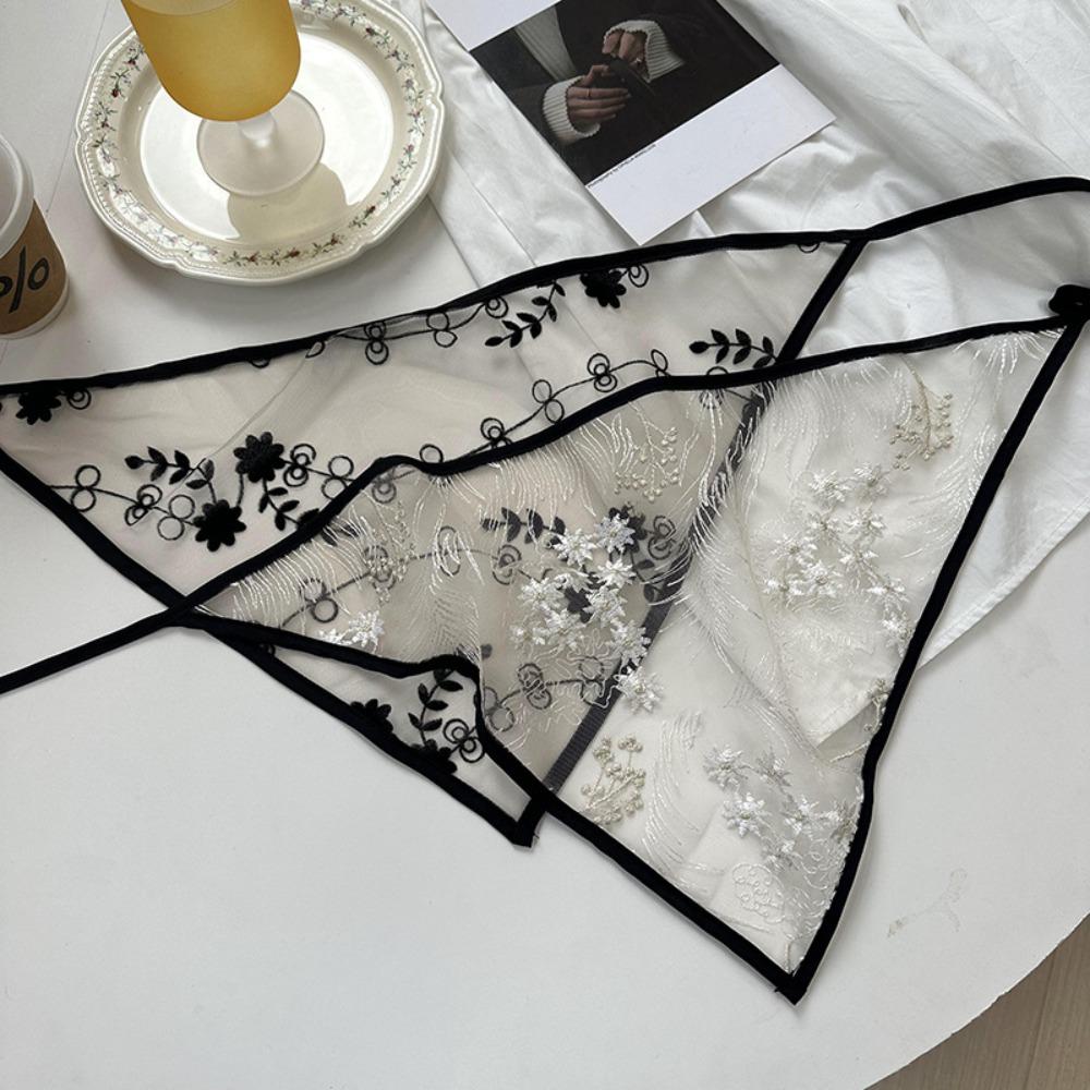 Lace Hair Scarf Embroidered Flower Triangular Scarf Fashion Hair Head Wrap Women