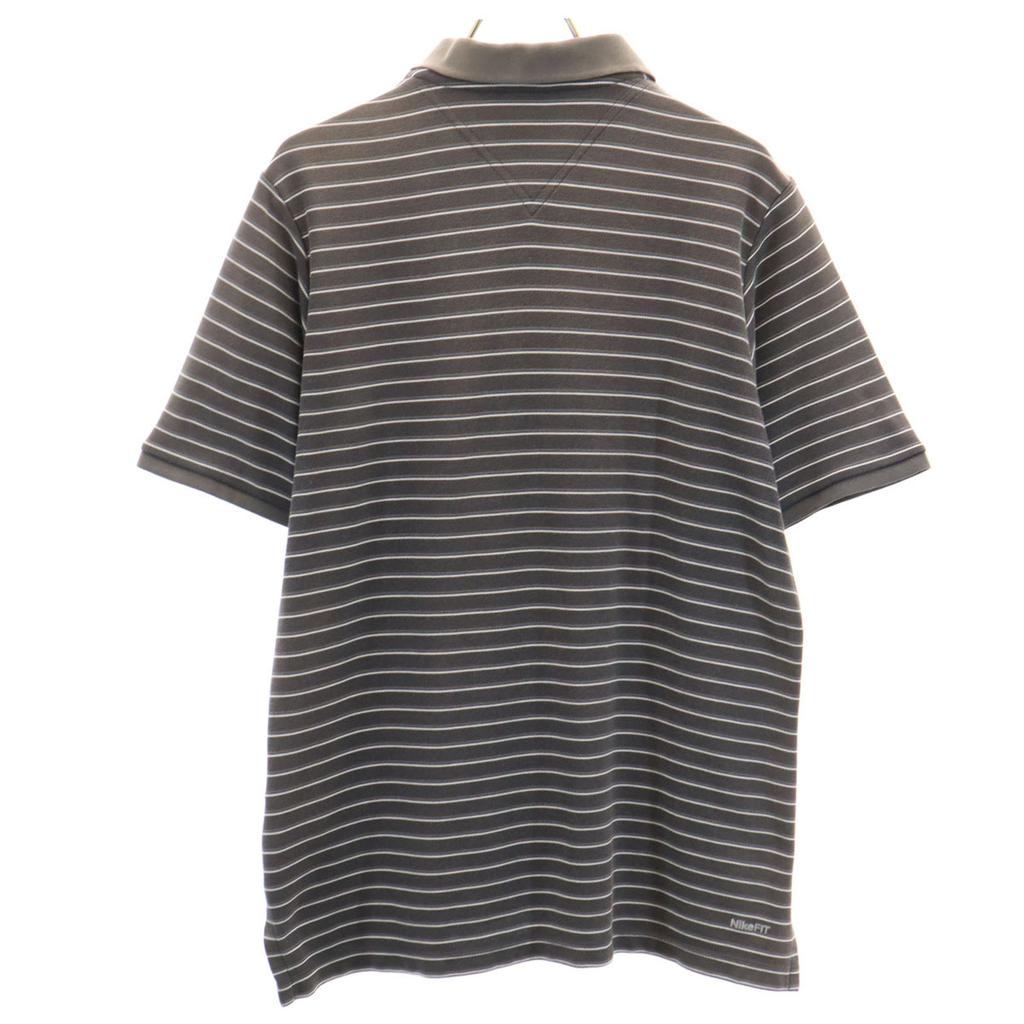 Nike Border Pattern Short Sleeve Polo Shirt M Gray Fawn Men's Used