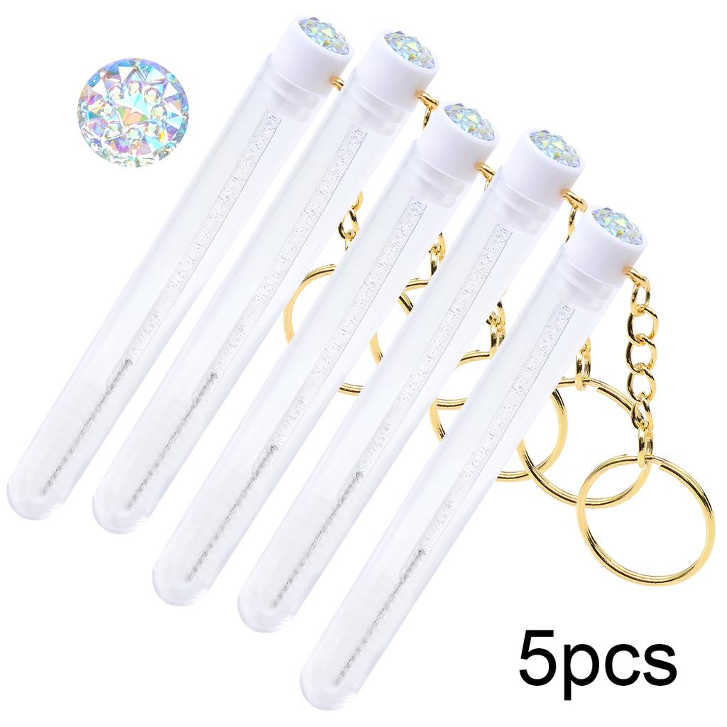5pcs Eyelash Brushes Tubes With Keychain Lash Brush In Clear Container Disposable Eyelash Extension Mascara Wands With Case