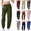 Women's Casual Cargo Pants Solid Color Joggers With Drawstring Waist, Elastic Waistband, Multiple Pockets Trousers