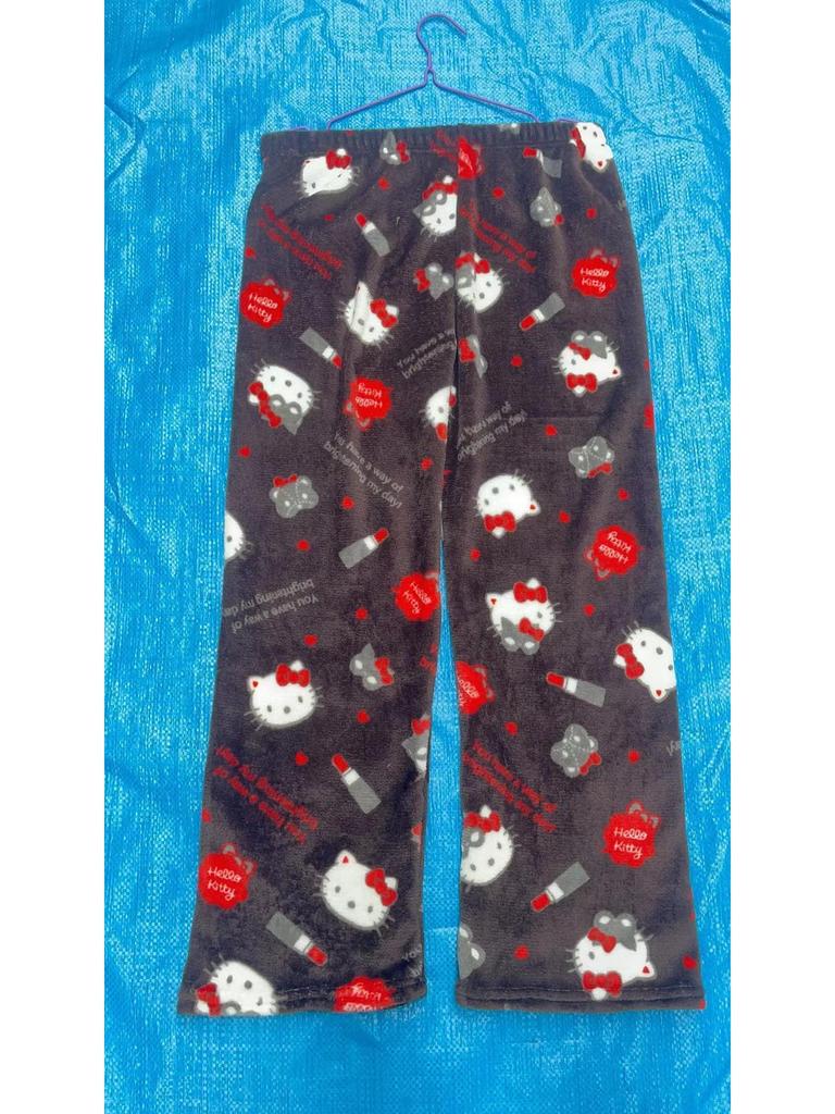 Женские флисовые пижамные штаны с мультяшным котом - Уютная фланель для осени/зимы