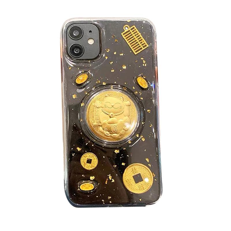 Ins Style New Year Gold Coin Yuanbao Phone Case for Apple 16 Pro Abacus for IPhone15 Promax Money Cat