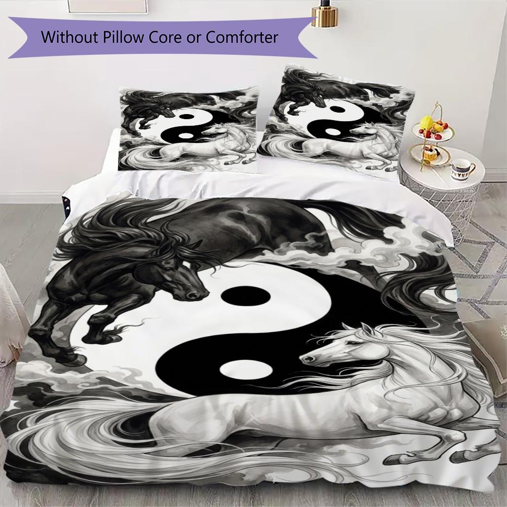 Tai Chi Animals Pattern Bedding uilt Set uilt Cover Pillowcase Home Decoration Birthday Gift (1 * duvet cover + 2 * pillowcase without core)106