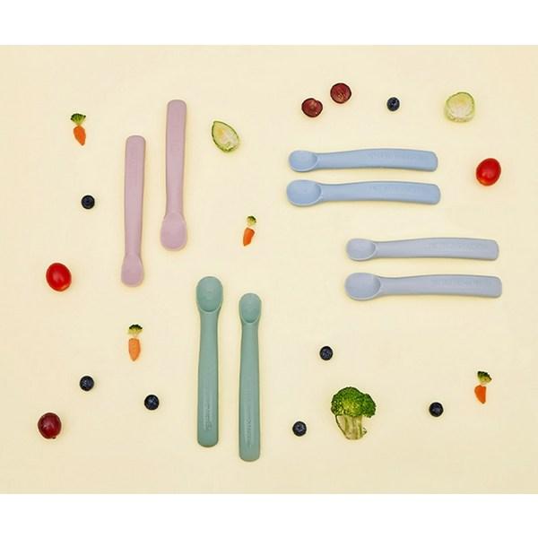 Nature Love Mere Baby Food Stage 1 Spoon, 2 Types + Case Set, Soft Pink (spoon), Soft Gray (spoon), 1 Set