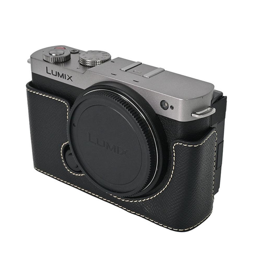 Получехол для камеры из ПУ кожи с принтом пальм для Panasonic Lumix S9, с отверстием для батареи и нижней крышкой, с ремешком