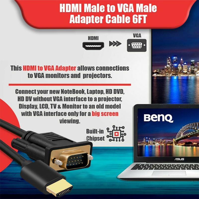 HDMI-совместимый переходник-конвертер кабеля, совместимый с полной системой из ПВХ и VGA