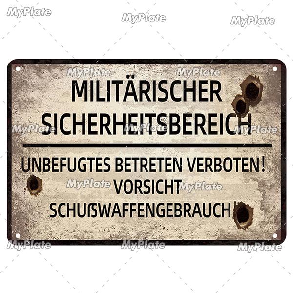 Vintage ACHTUNG HALT War Metal Signs Berlin Tin Sign Plaque Metal Plate Wall Decor For Pub Club Man Cave Plate Bar Decoration