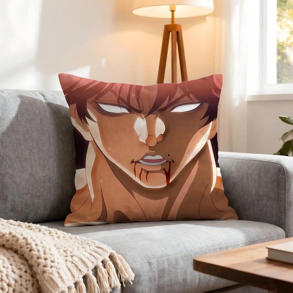 Anime Baki The Grappler Cushion Cover 1Pcs Decorative Covers Soft Cushion Case For Sofa Couch Decor 40X40 45X45 Pillowcases