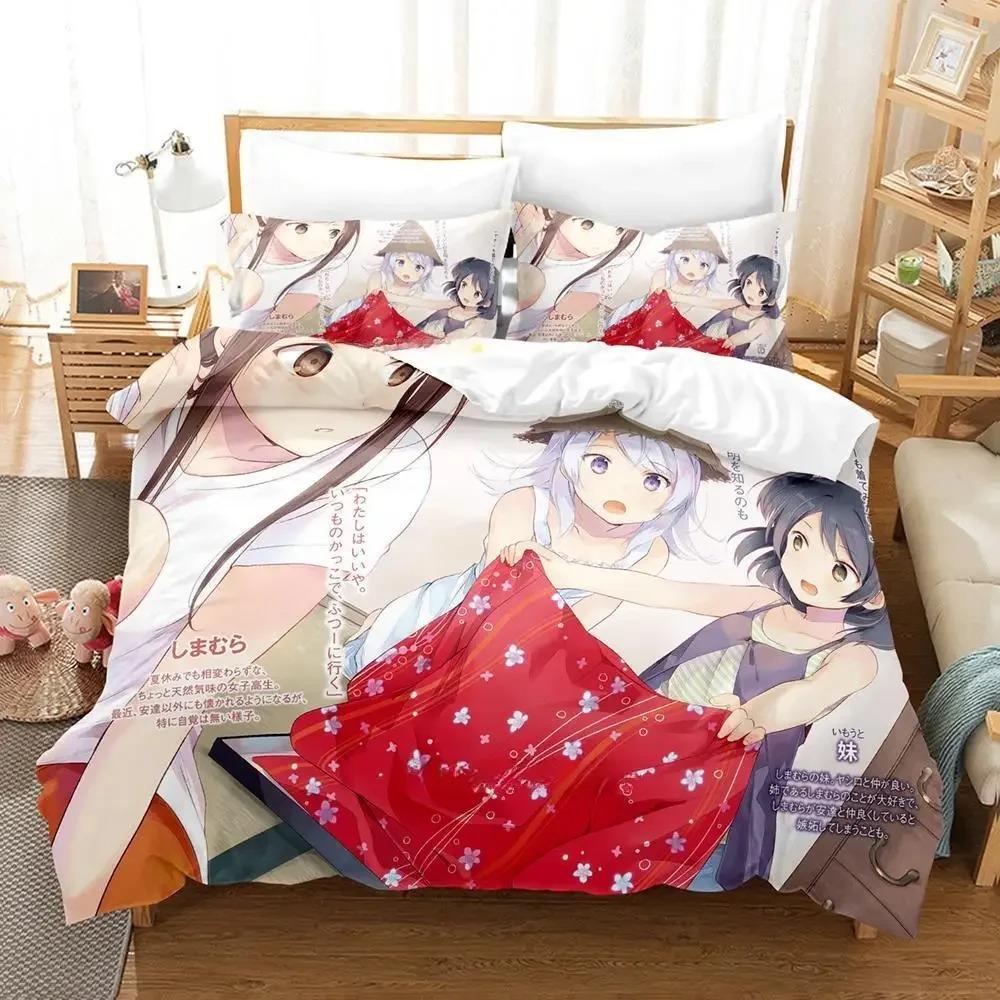 Комплект постельного белья Adachi and Shimamura, комплект из трех предметов с рисунком из мультфильма «Аниме», для взрослых и детей, для спальни, пододеяльник, комплекты постельного белья класса люкс