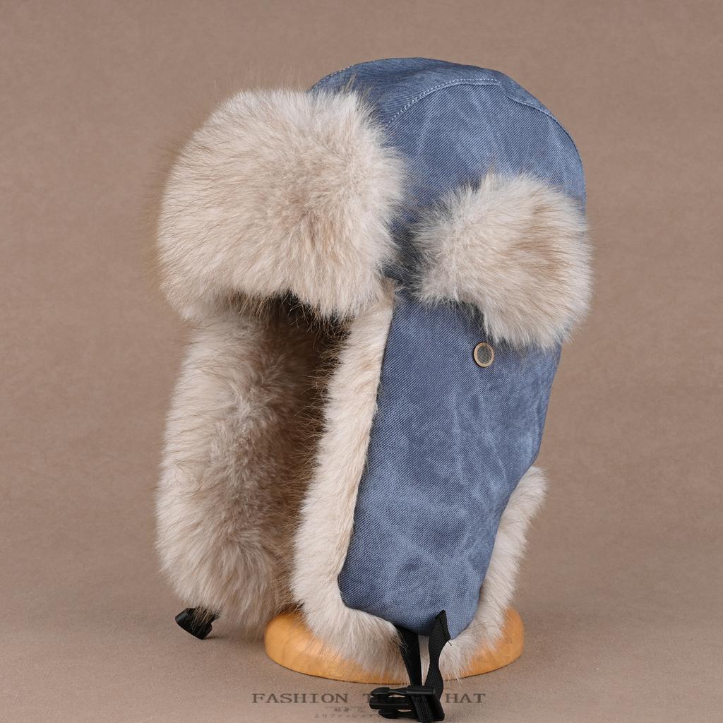 Retro Imitation Mink Hat for Men and Women Winter Thickened Plush Ear Protection Cotton Hat Outdoor Cycling Windproof Hat