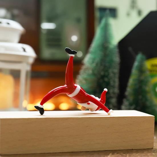 Санта Клаус Йога Стеклянное Украшение Настольное Искусство Фигурка Здоровый Юмористический Праздничный Декор Стеклянное Художественное Украшение