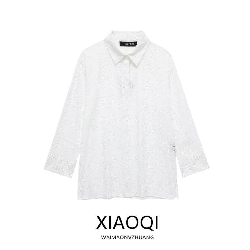 Fashion Style 2024 Spring New Arrival Women's Stylish Easiest for Match Slim Looking Cut Out Embroider Shirt 4877071 250