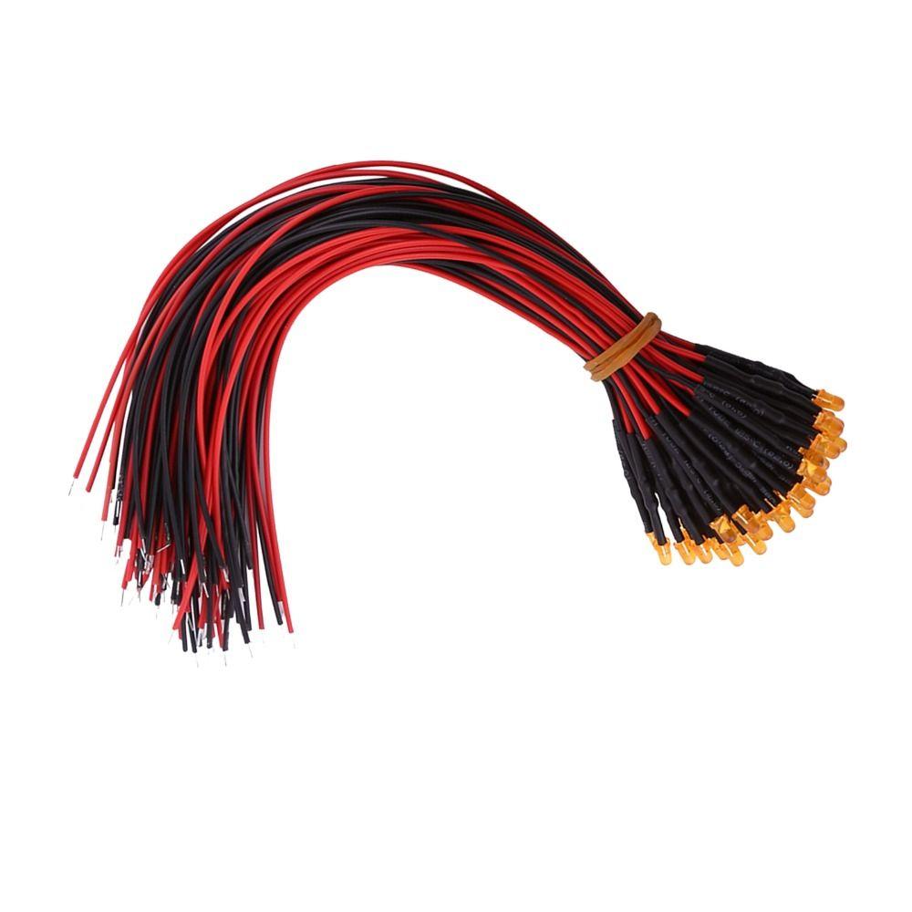 50 ШТ 3 мм Светодиоды с выводами DC 12 В Провода 20 см Рассеянные светодиодные лампы Красный Оранжевый Синий Медленно мигающие светодиодные лампы DIY Электроника