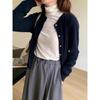 Solid Color Knitted Women Cardigan Korean Single Breasted Long Sleeve Jumper Woman Round Neck All Match Cardigans Outwear