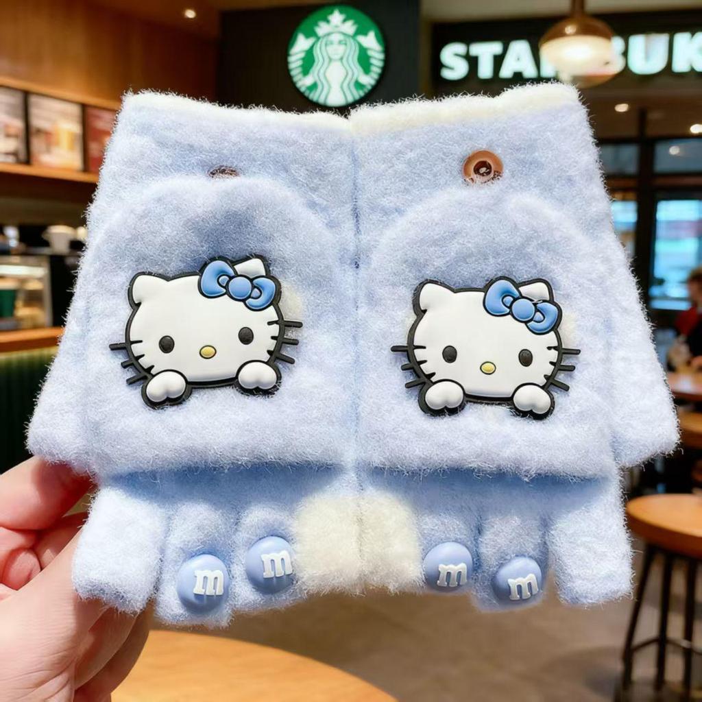 Ветрозащитные зимние перчатки Hello Kitty для мальчиков и девочек - Теплые, с пятью пальцами, для детей школьного возраста