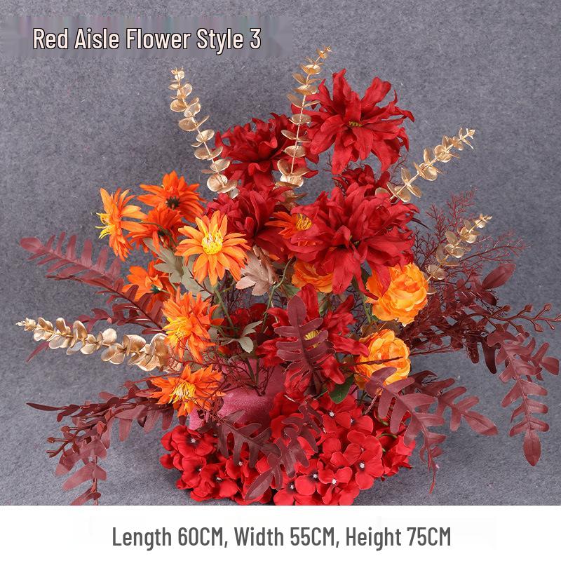 Свадебное цветочное оформление 2025: Сцена банкетного приема по случаю помолвки, Цветочные ряды для дороги/сцены, Цветы для арки, Искусственная имитация фона, Флористическое искусство.