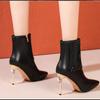 High Heel Women's Boots 2024 Winter Fashion PU Leather Pointed Toe Ankle Boots Crystal Luxury High Heels Pumps Zapatos