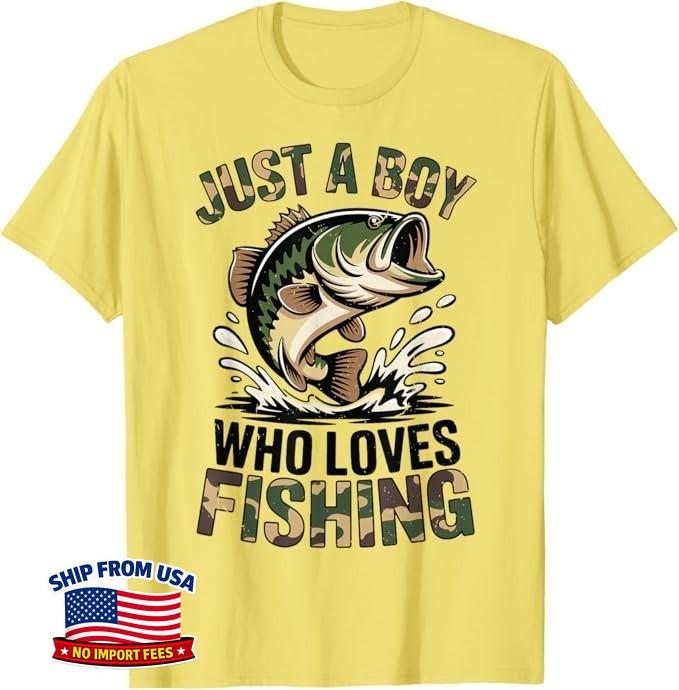 Fishing Camo Bass Fish Just Boy Who Love Fishing Funny Unisex T-Shirt