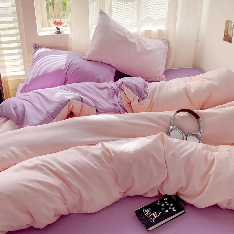 Постельное белье Хлопковый комплект постельного белья с простыней пододеяльником наволочкой Односпальный Двуспальный Простыня Король Королева Двуспальный Полуторный Размер