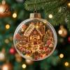 Warm LED Night Lights Glowing Christmas Story Ornament, Mini Holiday Scene in Ball Hanging Decoration, Winter Decor Light Up Acrylic Clear Pendant for