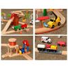 Wooden Track Collection Big Scene Crane Cargo Transport Assembly Accessories Kids Toys Compatible Wooden Over Three Years Old