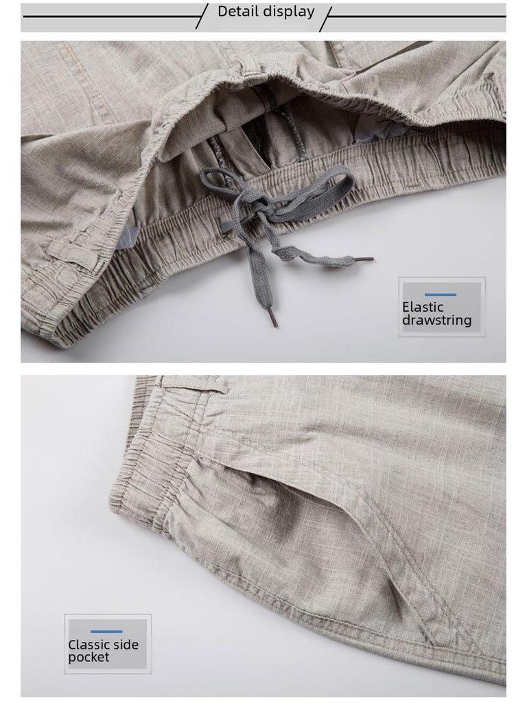 Мужские брюки из льняной смеси с высокой талией: Дышащий, повседневный летний крой