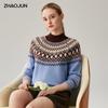 Женский толстый кашемировый свитер с высоким воротом и узором Fair Isle от Zhao Jun