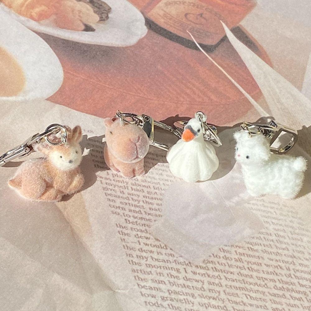 Брелок для ключей в виде животного в виде капибары, пушистая альпака, лось, 3D-кукла, брелок для ключей от машины