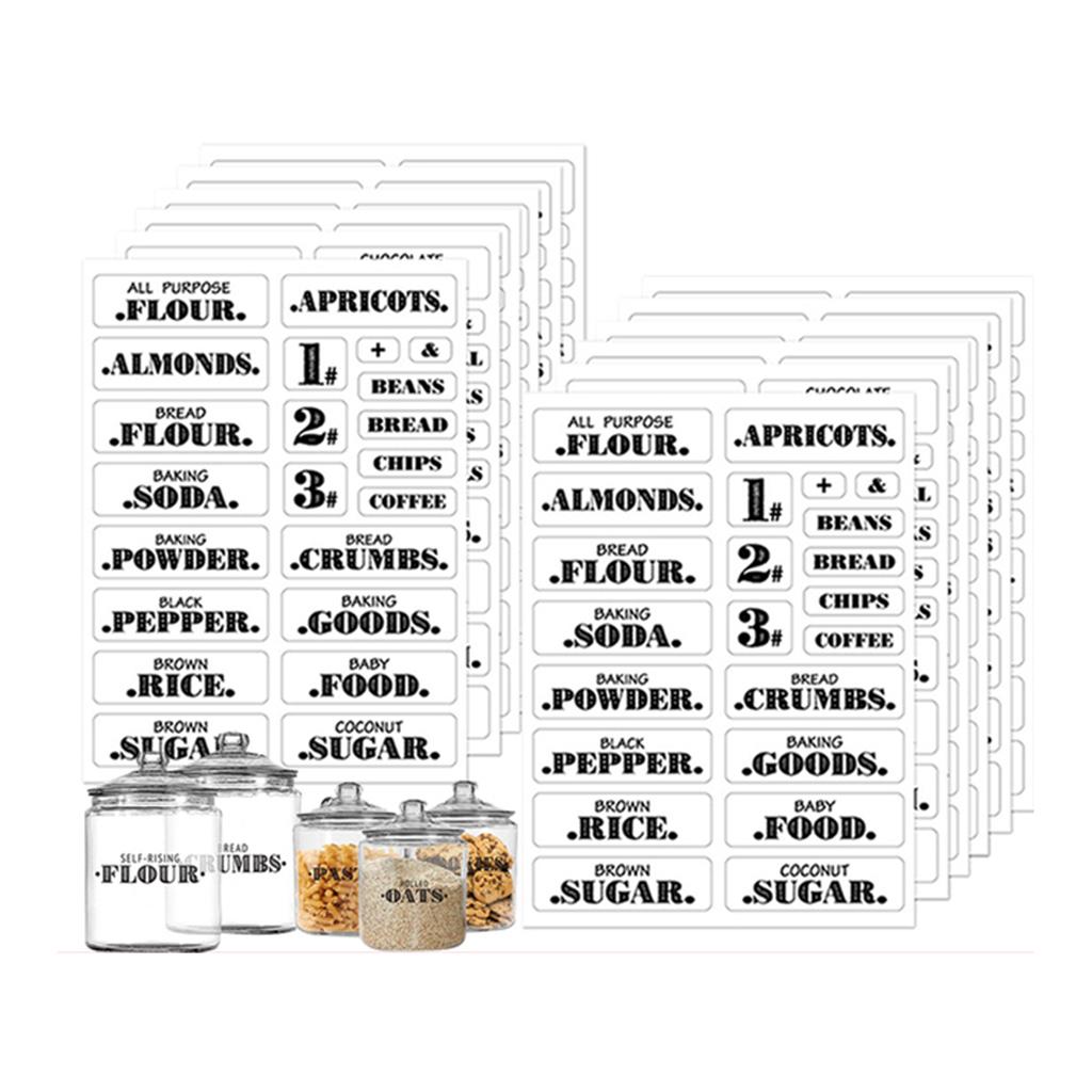 Наклейки для баночек со специями, с предварительно напечатанными черными буквами, прозрачные наклейки, подходят для круглых или прямоугольных баночек со специями, травяных приправ, кухонных этикеток