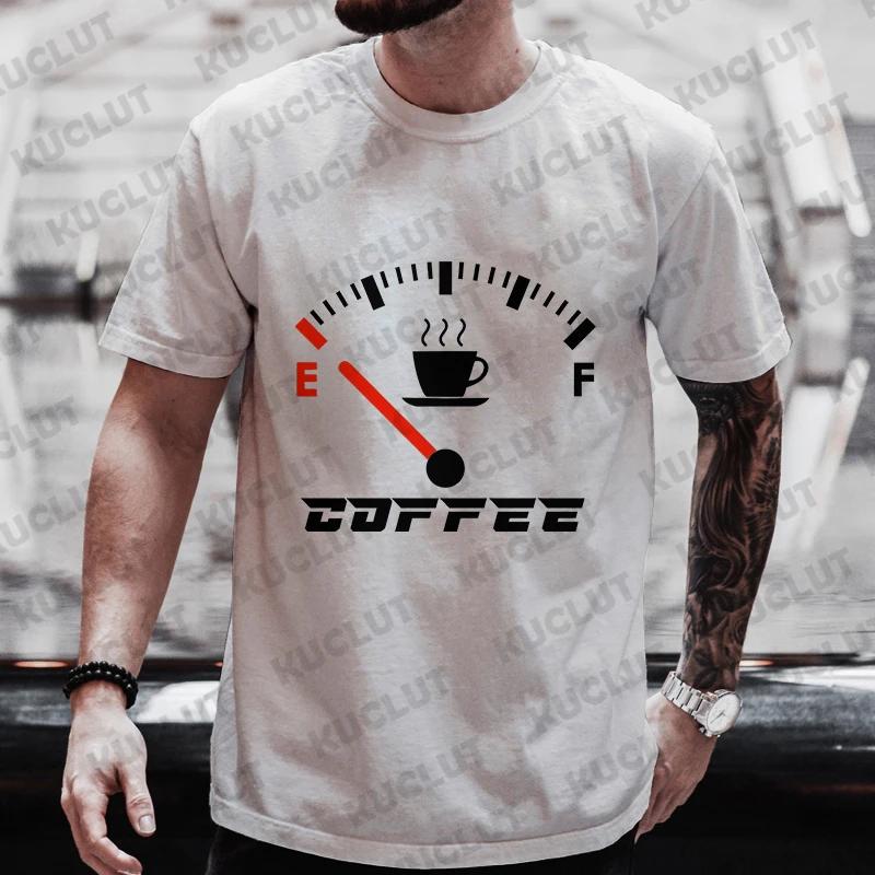 S5XL Mens Brand T Shirt Clothing Oversized Men Street Tshirt Coffee Fuel Gauge Indicator Print Graphic T Shirt