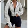 Women's Fashion Casual Solid Color Print Autumn Winter Long Sleeve Hooded Jackets & Coats