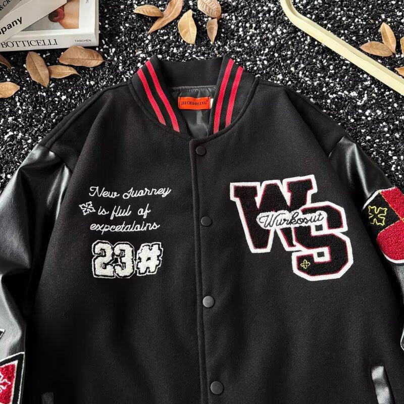 Осенняя куртка для мужчин, свободный крой, большого размера, в гонконгском стиле, повседневное пальто, молодежная бейсбольная куртка, уникальный дизайн, тренд оверсайз