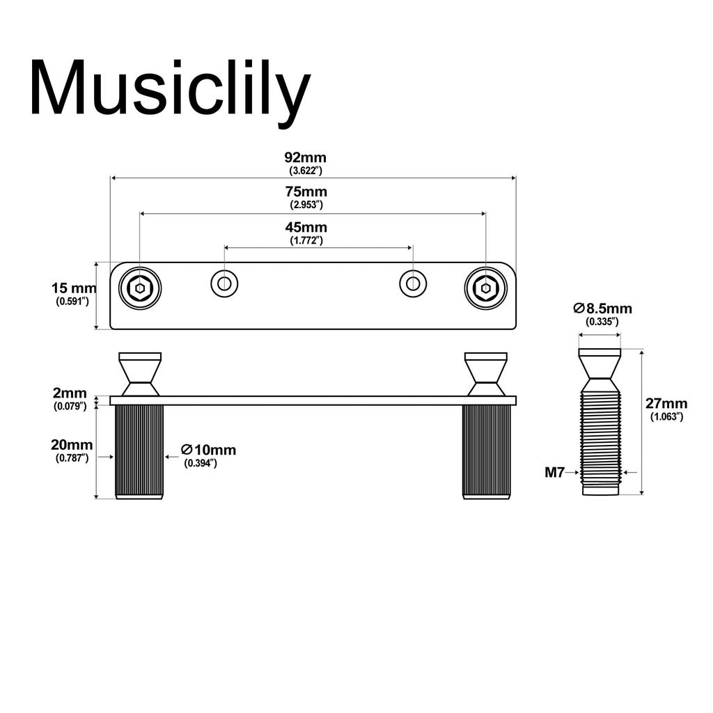 Musiclily Кронштейн для тремоло-бриджа с двойной блокировкой и набор шпилек M7 для электрогитары в стиле Floyd Rose, черный