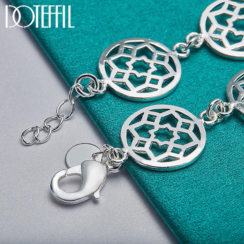 Браслет с круглым узором, романтический подарок, серебряные ювелирные изделия