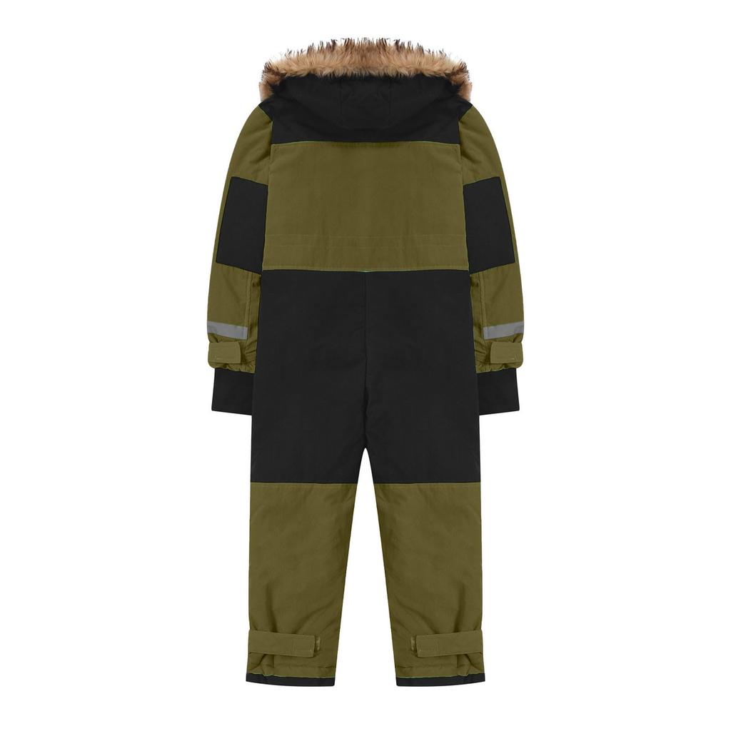 Children's Fashion Outdoor Waterproof Fleece-Lined Thickened Warm Boys' And Girls' One-Piece Ski Suit