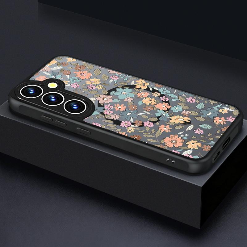 Магнитный чехол для телефона с принтом розовых цветов для Samsung Galaxy S26 S25 S24 S23 S22 Ultra Plus S25 Edge S24 S23 FE TPU Акриловая крышка