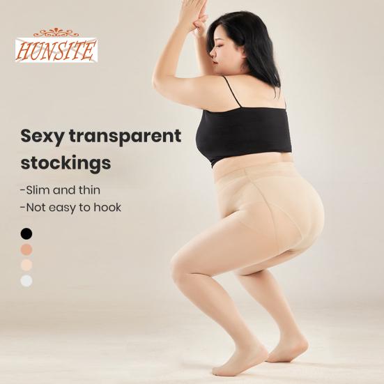 Ультратонкие женские чулки с высокой талией и хорошей эластичностью, бесшовные прозрачные колготки больших размеров с прозрачным дном