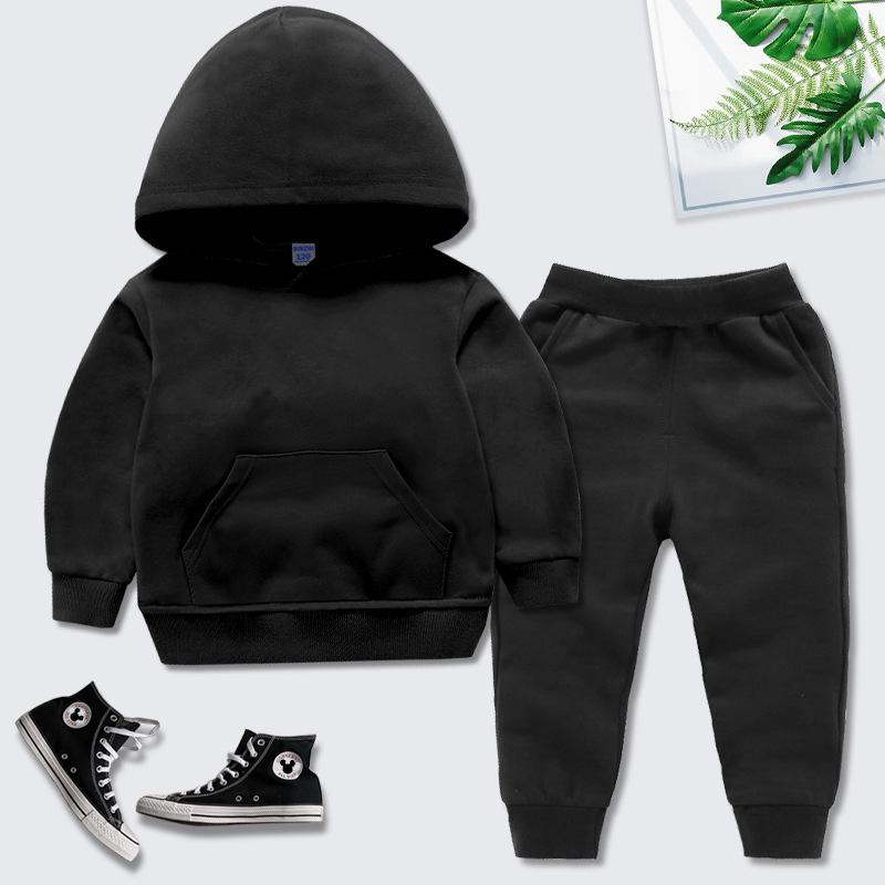 Детский хлопковый худи и штаны - комплект из двух предметов для мальчиков и девочек - весенне-осенняя спортивная одежда