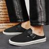 Big Size 47 Luxury Men Half Slippers Sandals Comfortable Breathable Canvas Casual Shoes Men Fashion Sneakers Leisure Men Slippers Slides Footwear Male
