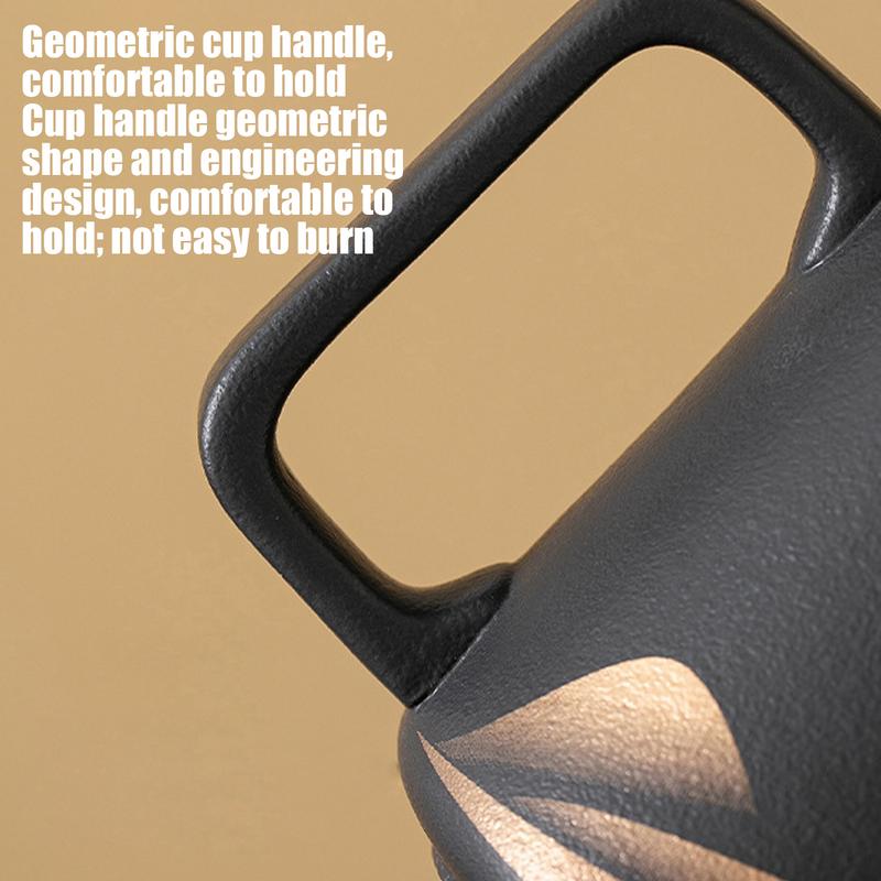 Tea Infuser Mug 360ml Matte Ceramic Tea Infuser Tumbler Hand-Painted Black Glaze Tea Brewer Vintage Filter Tea Kettle For Green