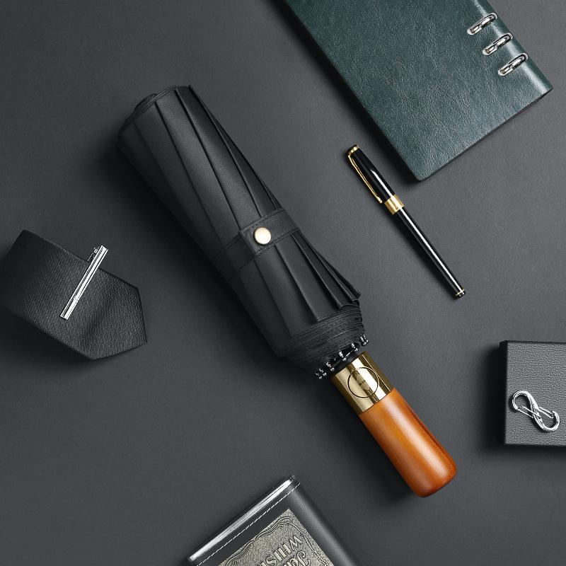 Большой мужской зонт в деловом стиле, автоматический зонт 115 см от дождя, двухслойный, 10 К, ветрозащитный, большие деревянные зонты для гольфа