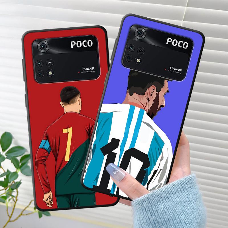 Чехол для телефона Poco X7 C71 X4 Pro M5s M7 M3 M4 Pro C40 C50 X3 NFC F3 F7 C75 X5 C51 C61 Мягкий чехол Звезды футбола Номера