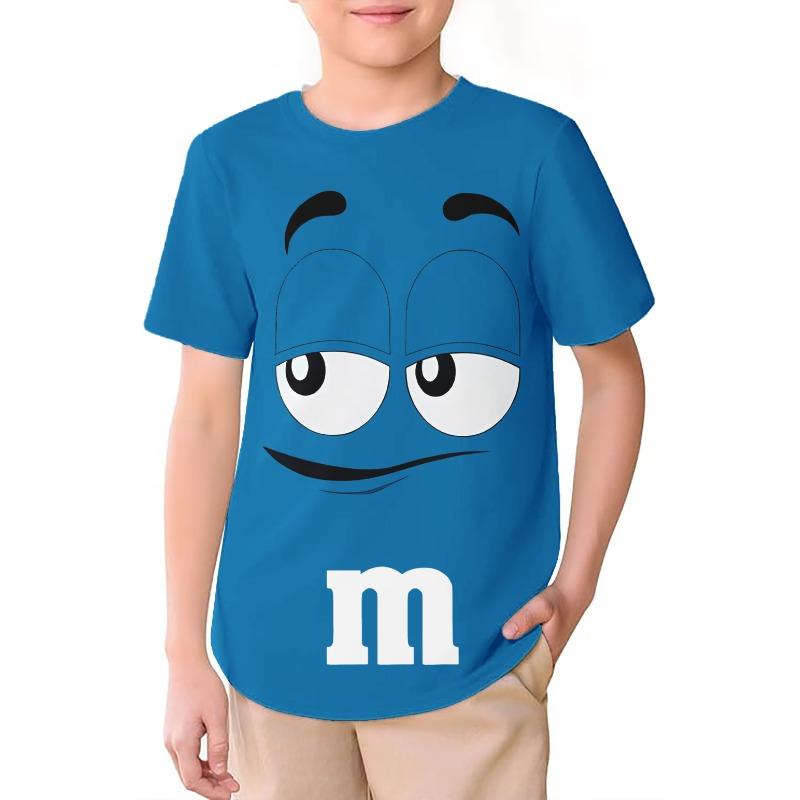 Summer Innovative M Chocolate Bean Children's 3D Printed Kids T-shirt Fun Casual Short Sleeves Sports Tees Fashion Streetwear